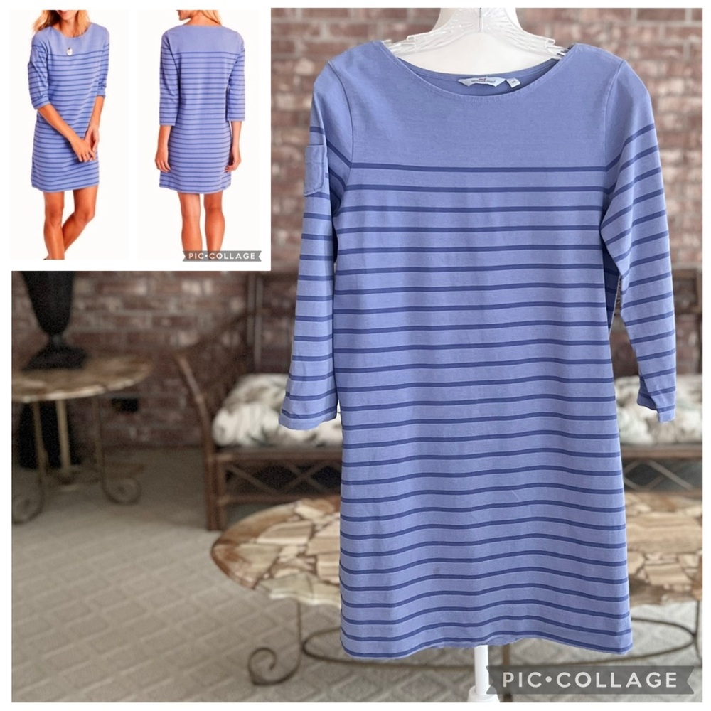 Vineyard Vines Tank Dress Purple LavenderStripe Knit XS Casual Preppy